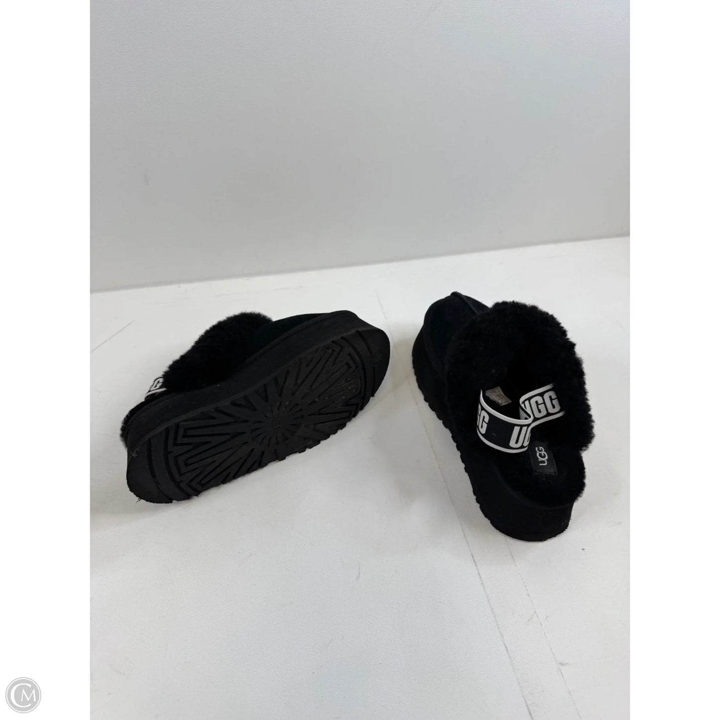 Slippers Designer By Ugg In Black, Size: 7