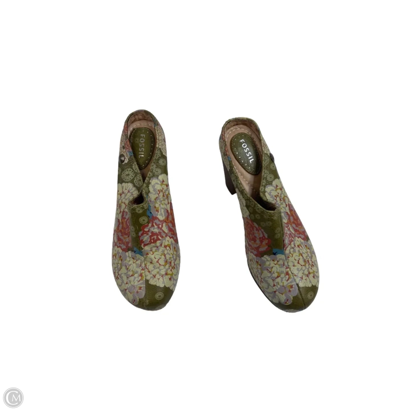Shoes Heels Block By Fossil In Floral Print, Size: 7.5