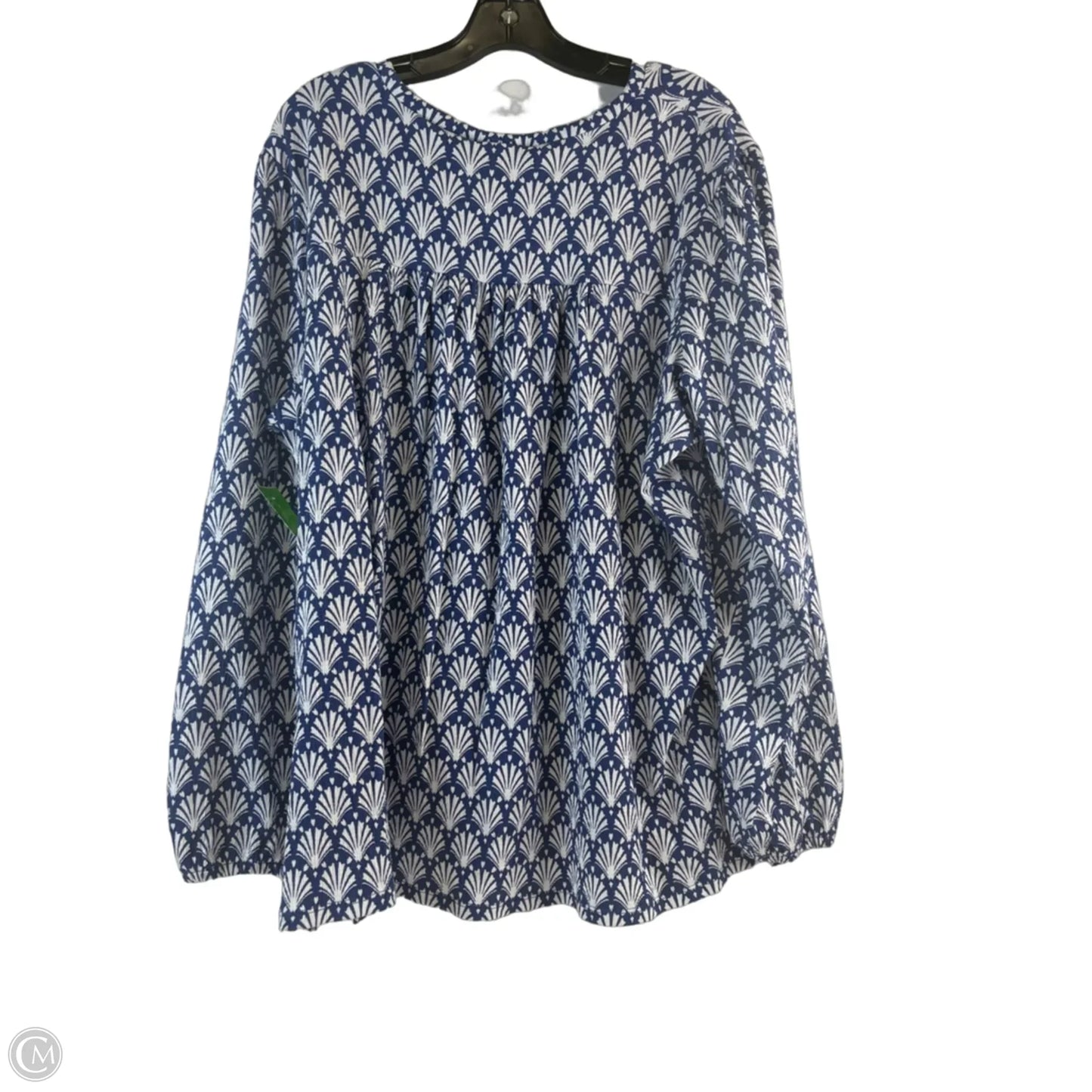 Top Long Sleeve By Belle By Kim Gravel In Blue & White, Size: Xl