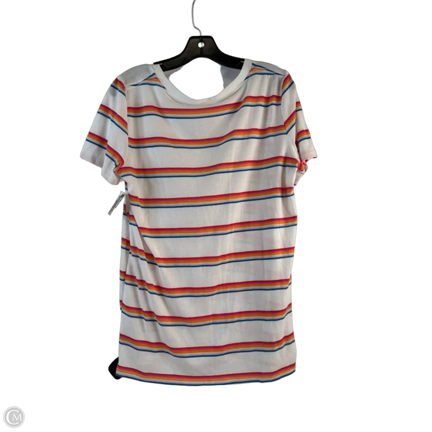 Top Short Sleeve By Pink In Striped Pattern, Size: M