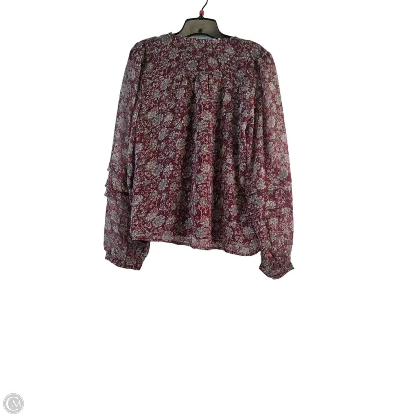 Top Long Sleeve By Loft In Maroon, Size: L