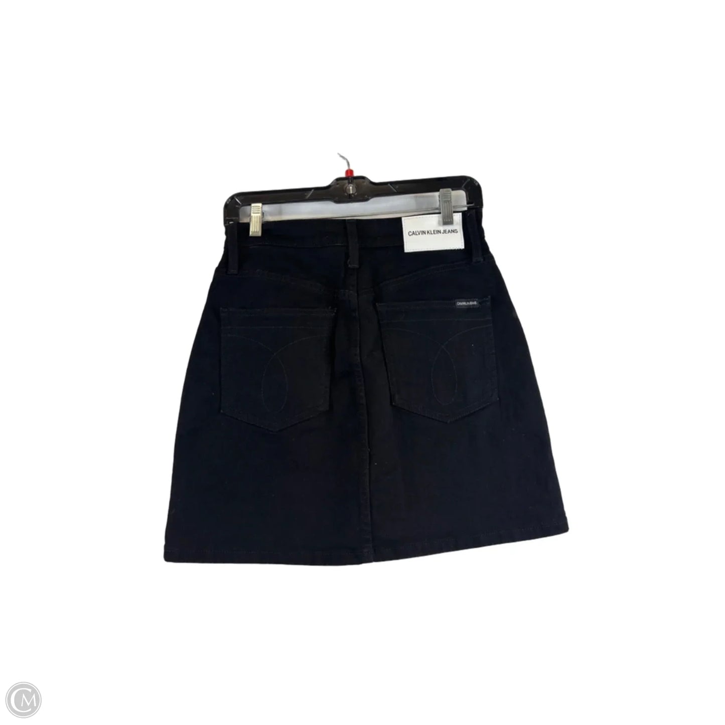 Skirt Mini & Short By Calvin Klein In Black Denim, Size: 8
