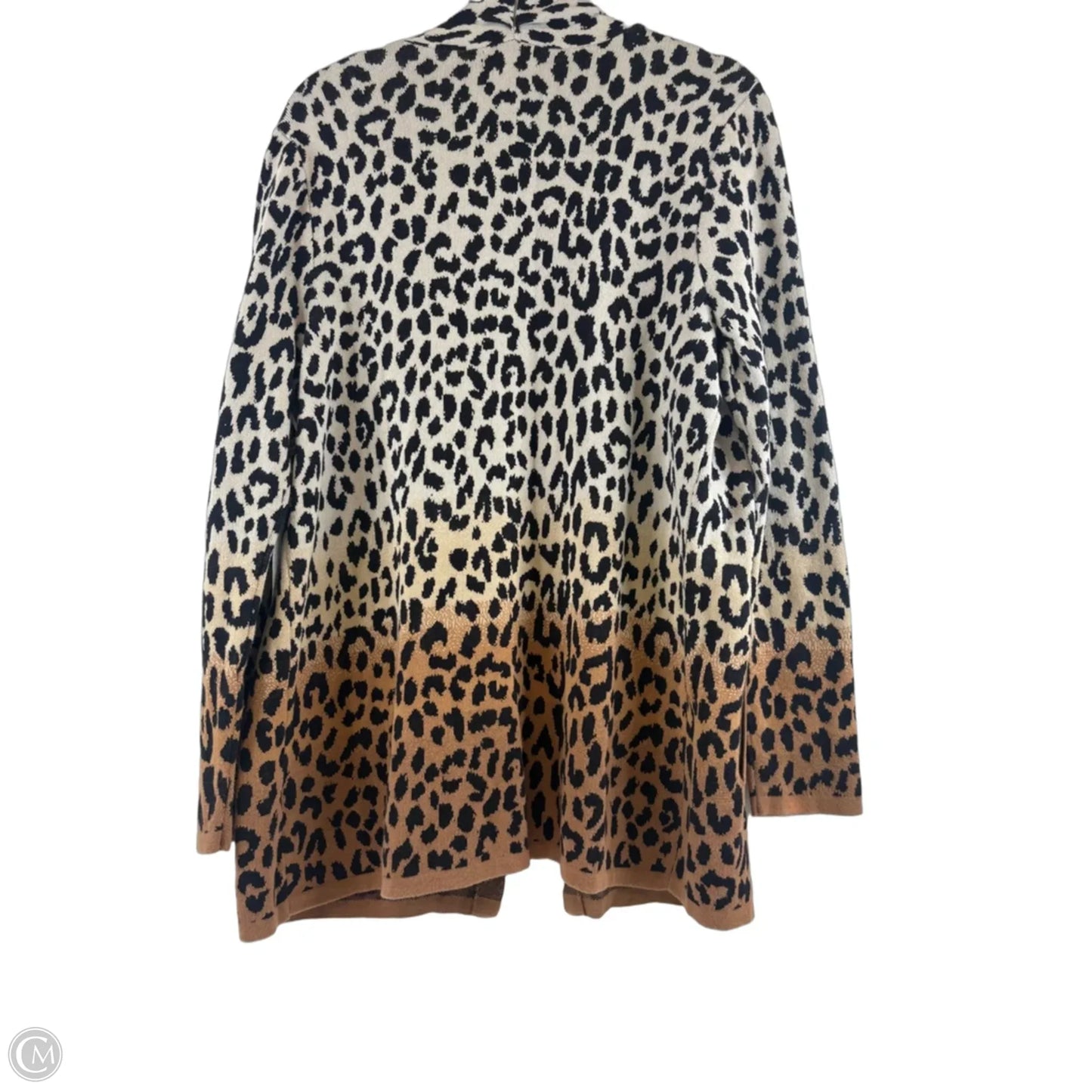 Sweater Cardigan By Lands End In Leopard Print, Size: M