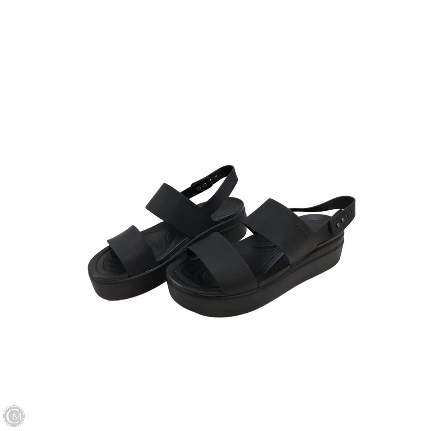 Sandals Heels Platform By Crocs In Black, Size: 10