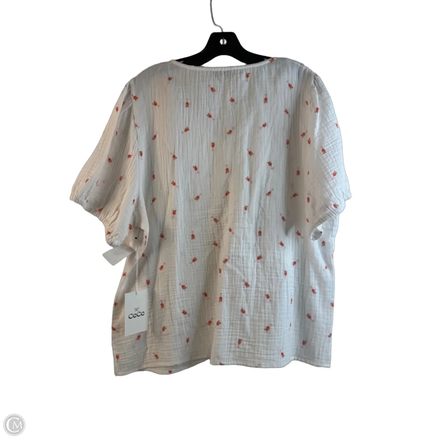 Top Short Sleeve By Cece In Orange & White, Size: Xl
