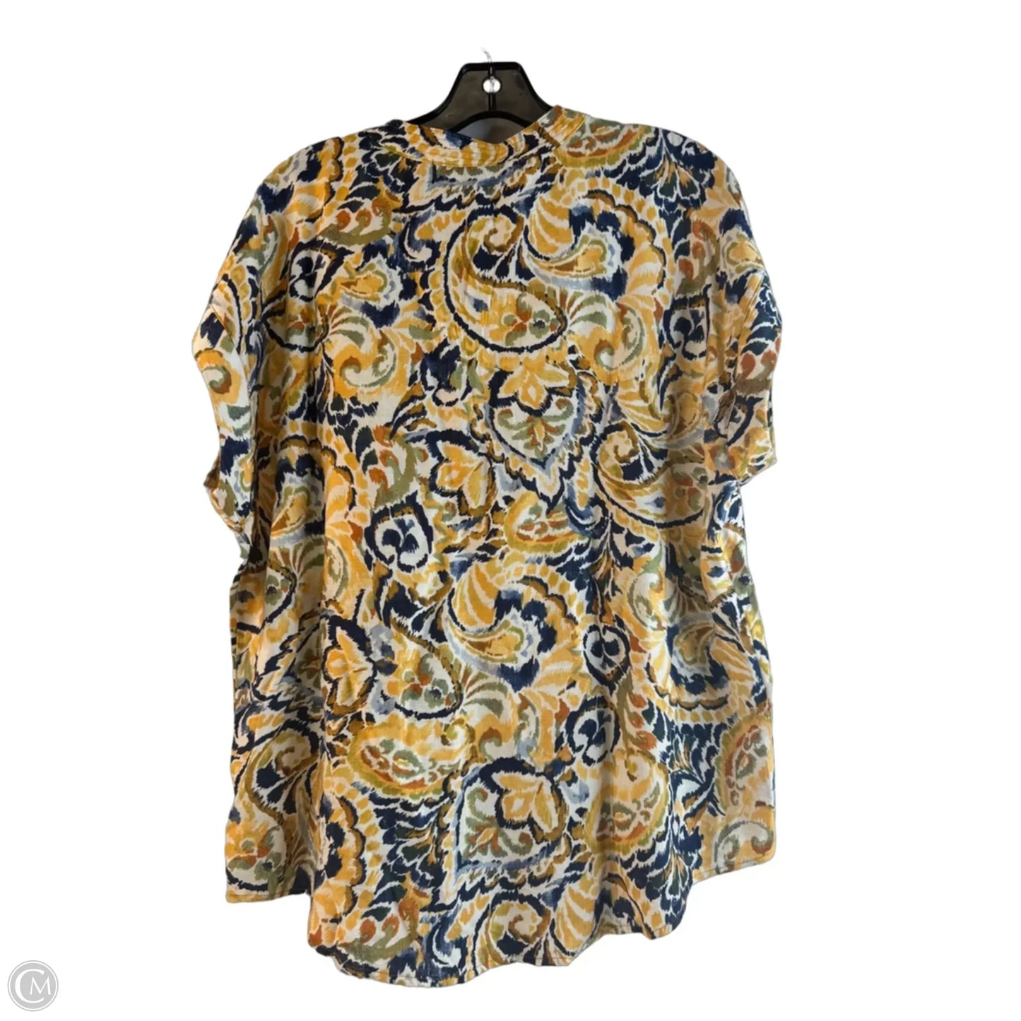 Top Short Sleeve By Cynthia Steffe In Blue & Yellow, Size: L