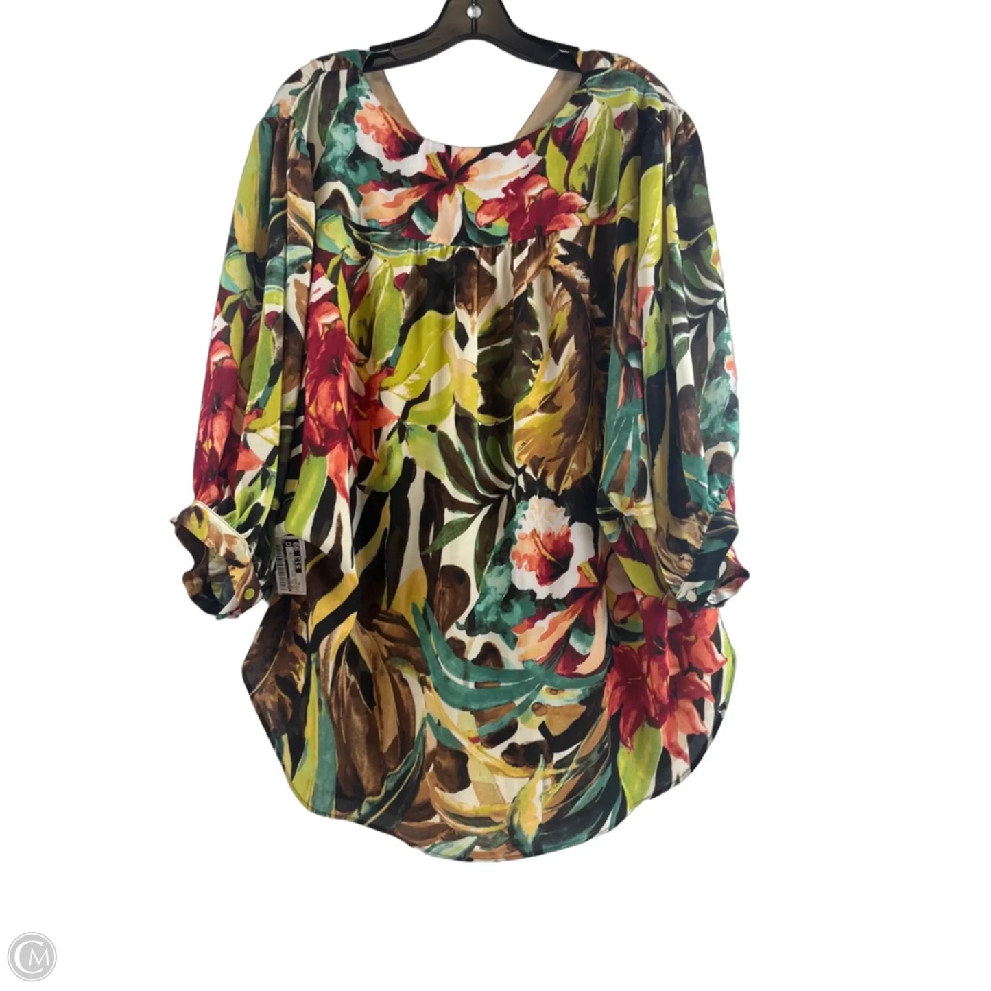 Top Short Sleeve By Chicos In Tropical Print, Size: Xl
