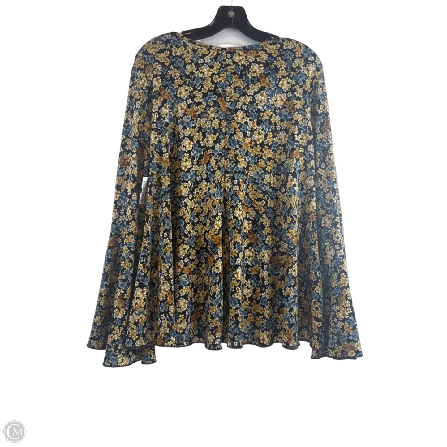 Top Long Sleeve By Chelsea And Theodore In Blue & Yellow, Size: L
