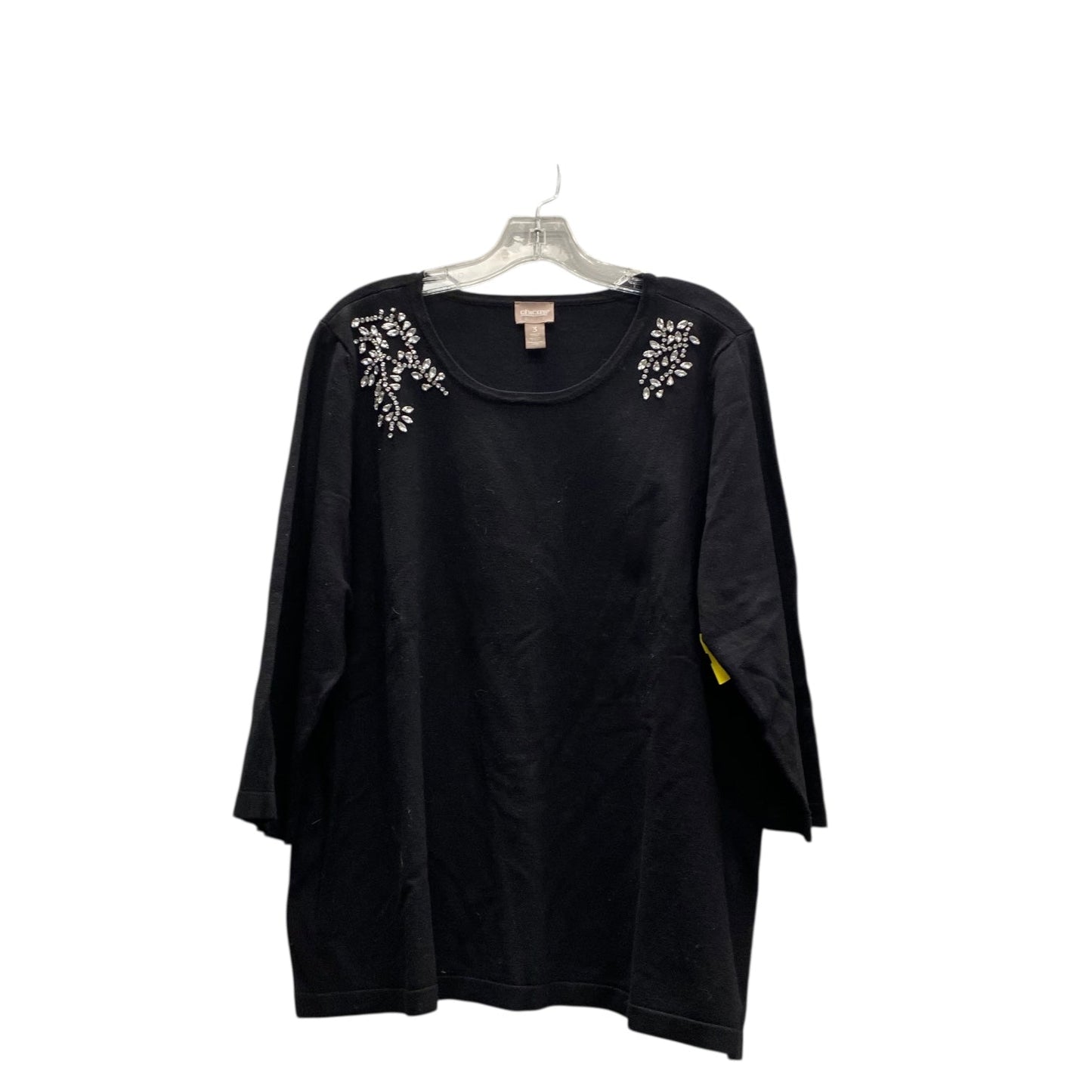 Top 3/4 Sleeve By Chicos In Black, Size:Xl