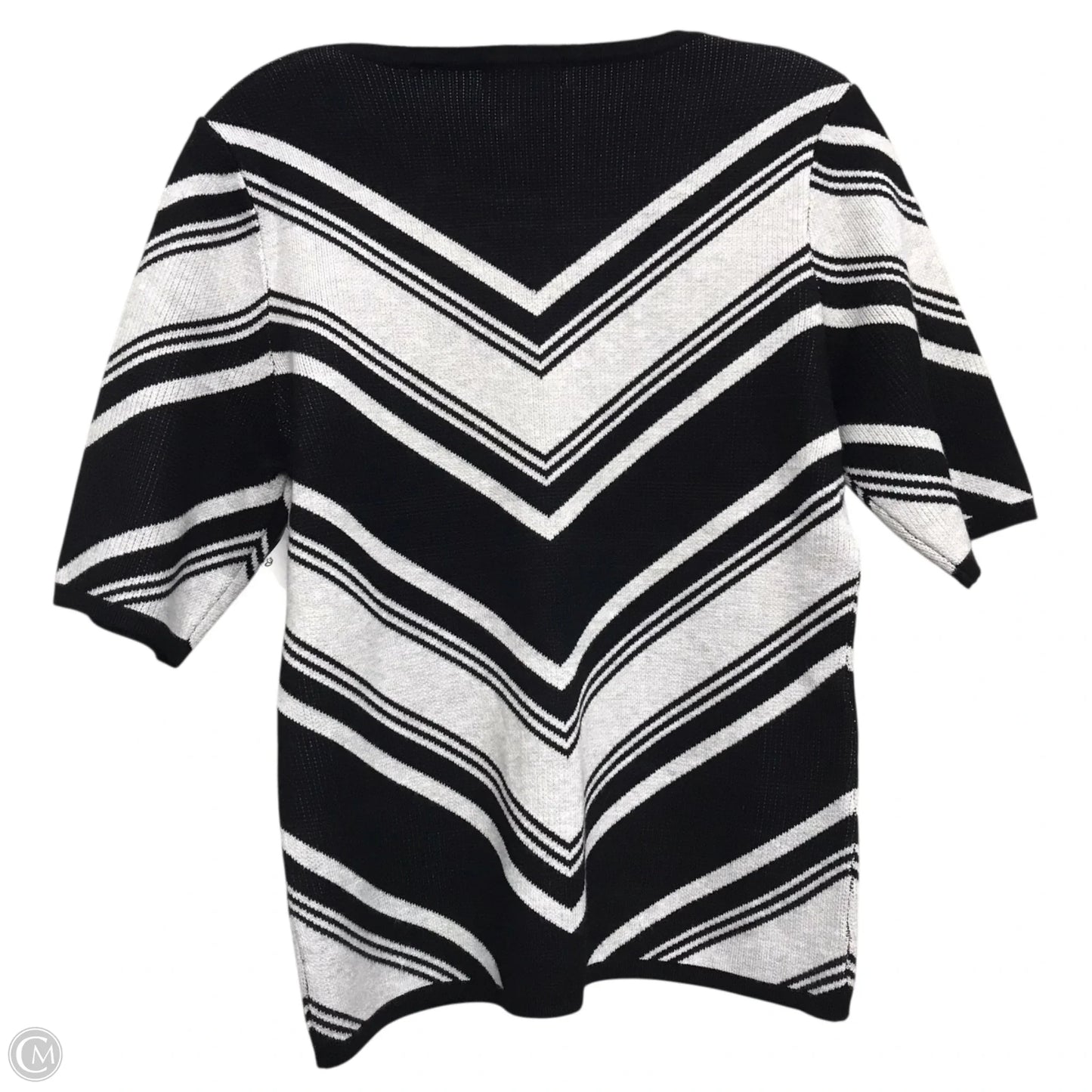 Sweater Short Sleeve By Tahari By Arthur Levine In Black & White, Size: L