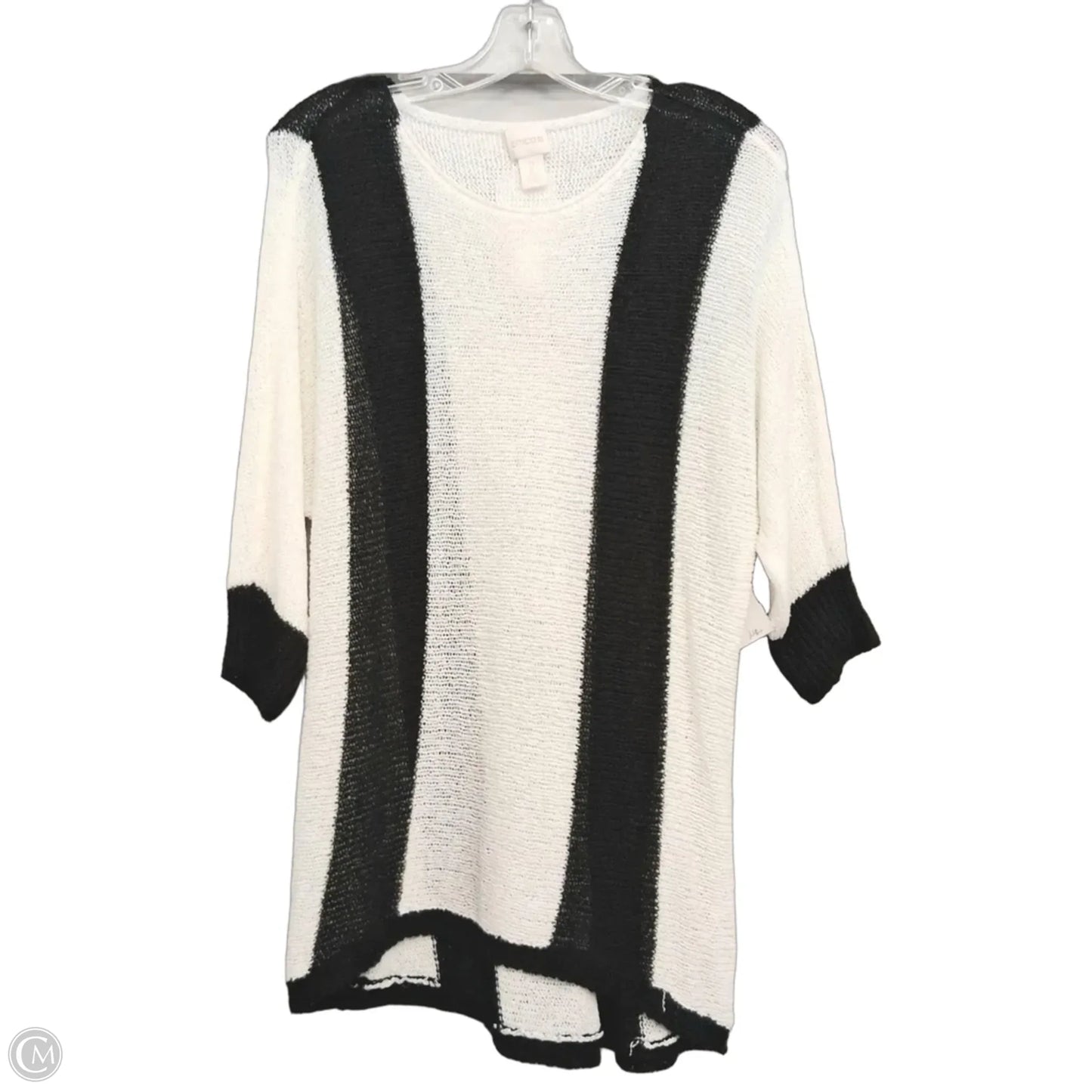 Sweater By Chicos In Black & White, Size: L
