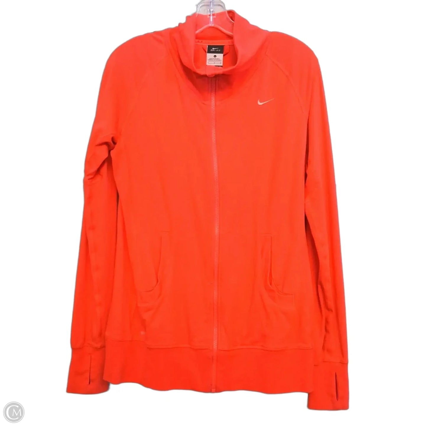 Athletic Jacket By Nike In Orange, Size: L