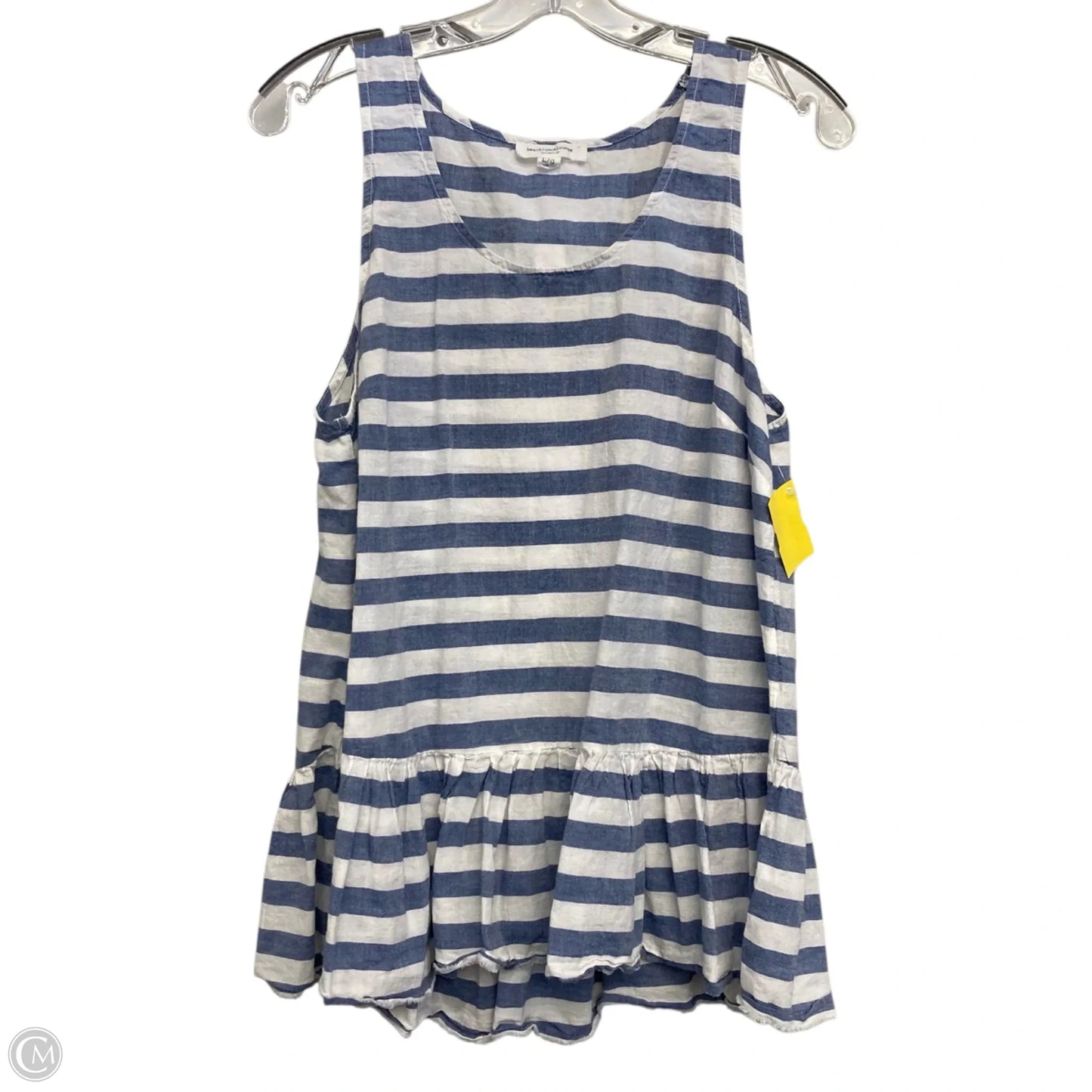 Top Sleeveless By Beachlunchlounge In Blue & White, Size: L