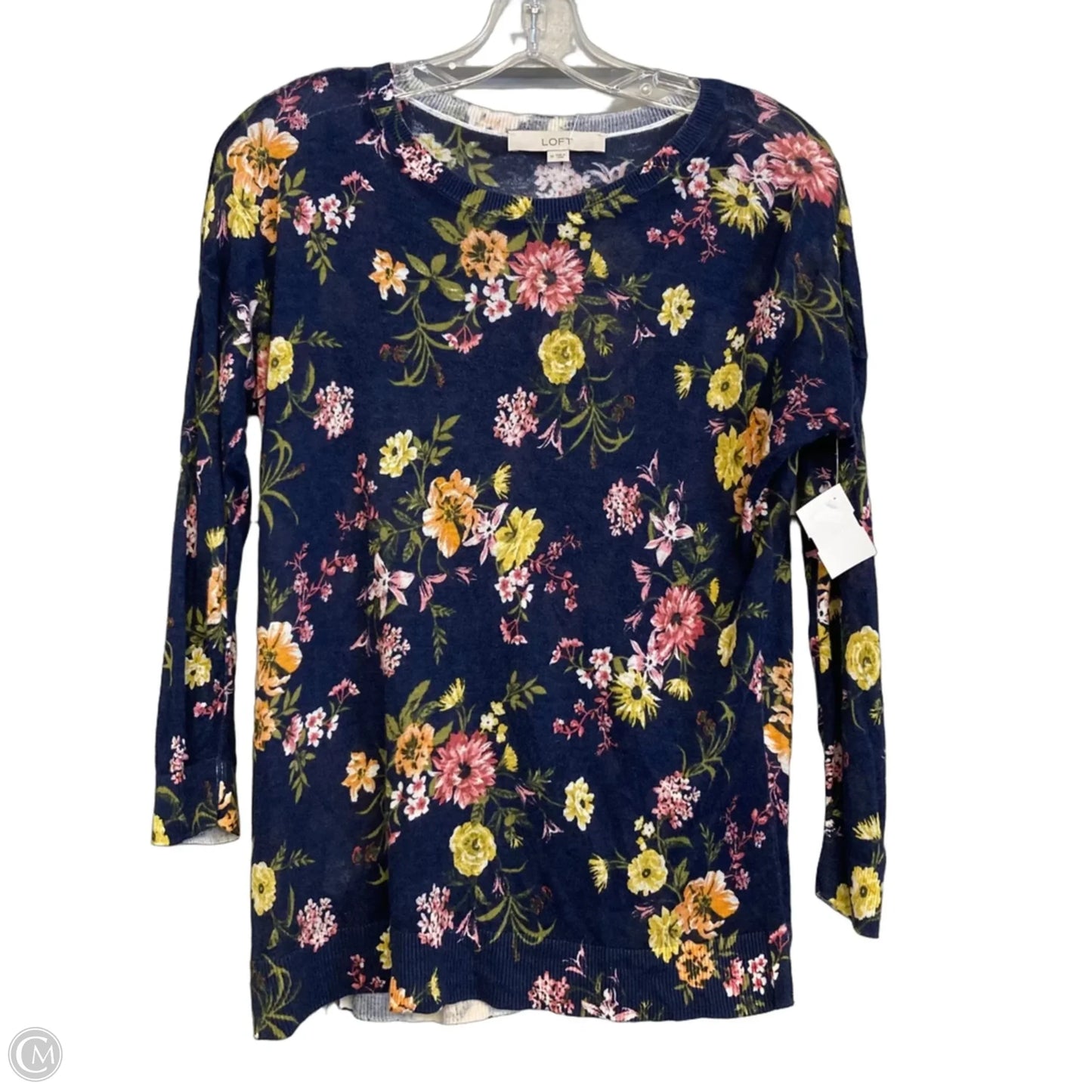 Top Long Sleeve Basic By Loft In Navy, Size: M