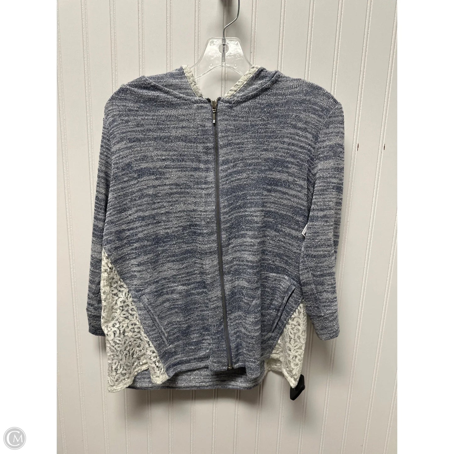 Sweatshirt Hoodie By Chicos In Blue & White, Size: M