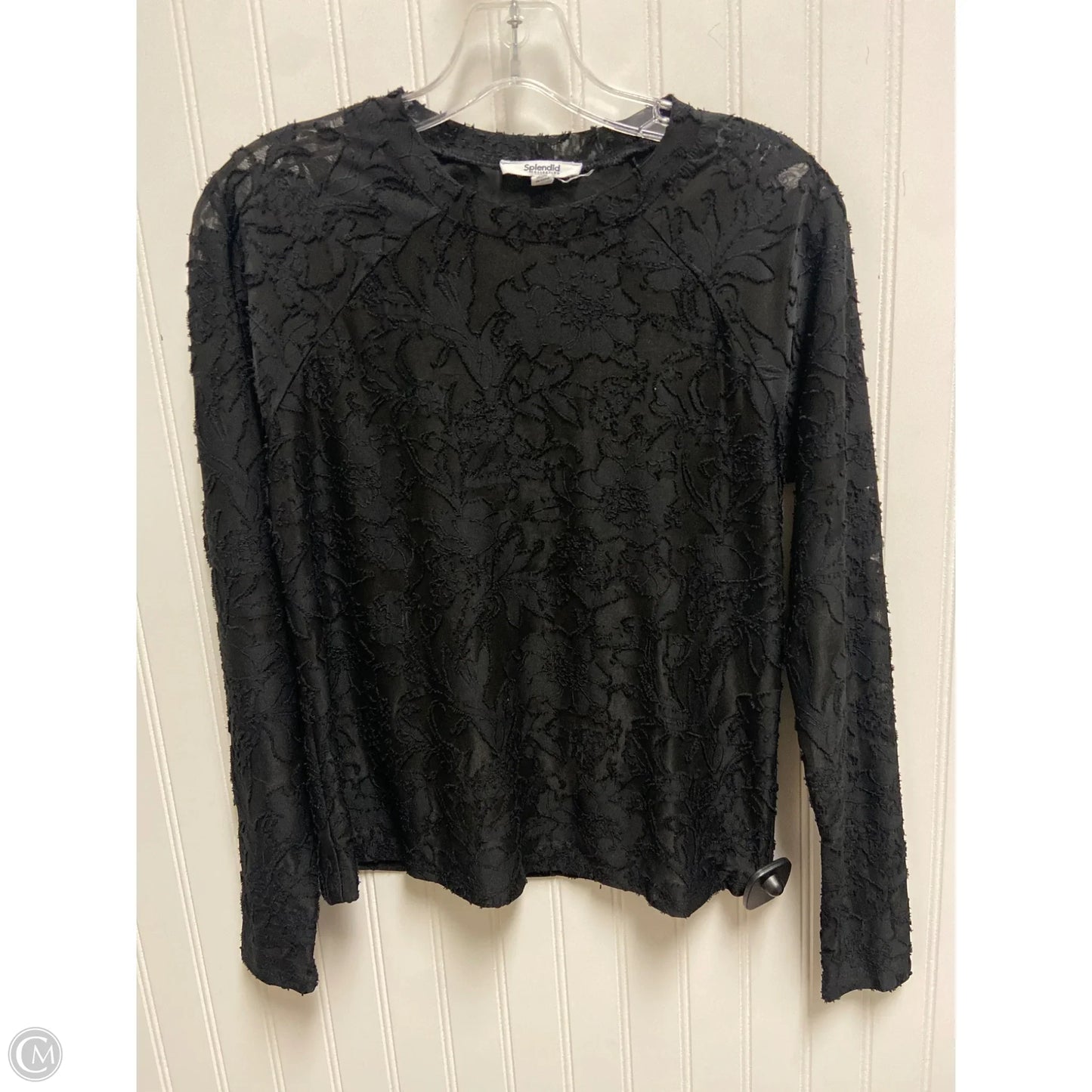 Top Long Sleeve By Splendid In Black, Size: S