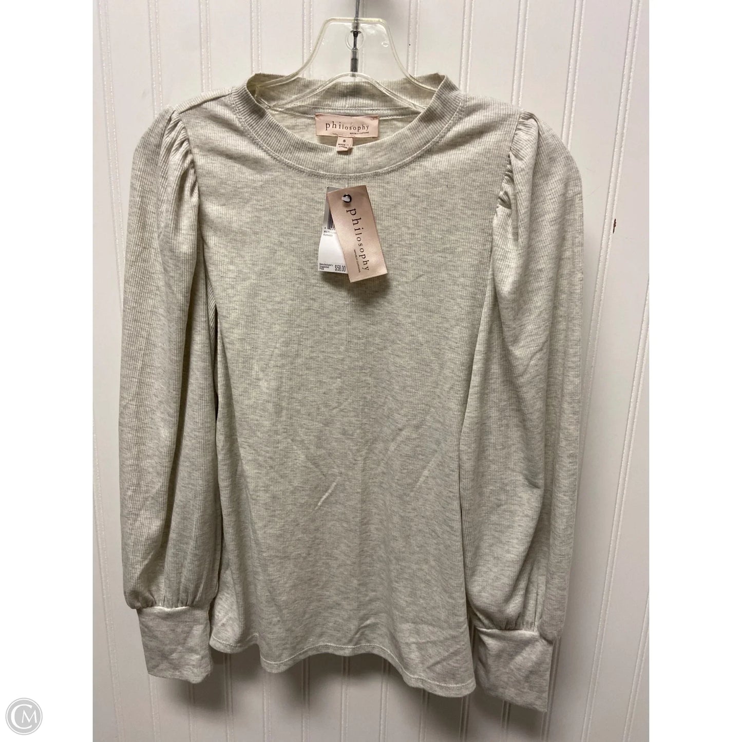 Top Long Sleeve By Philosophy In Grey, Size: S