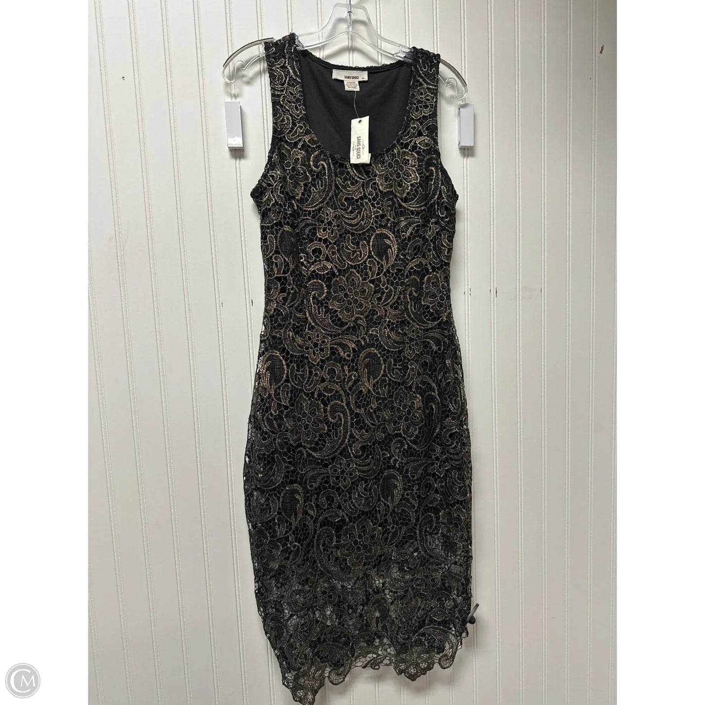 Dress Casual Short By Sans Souci In Black & Gold, Size: M