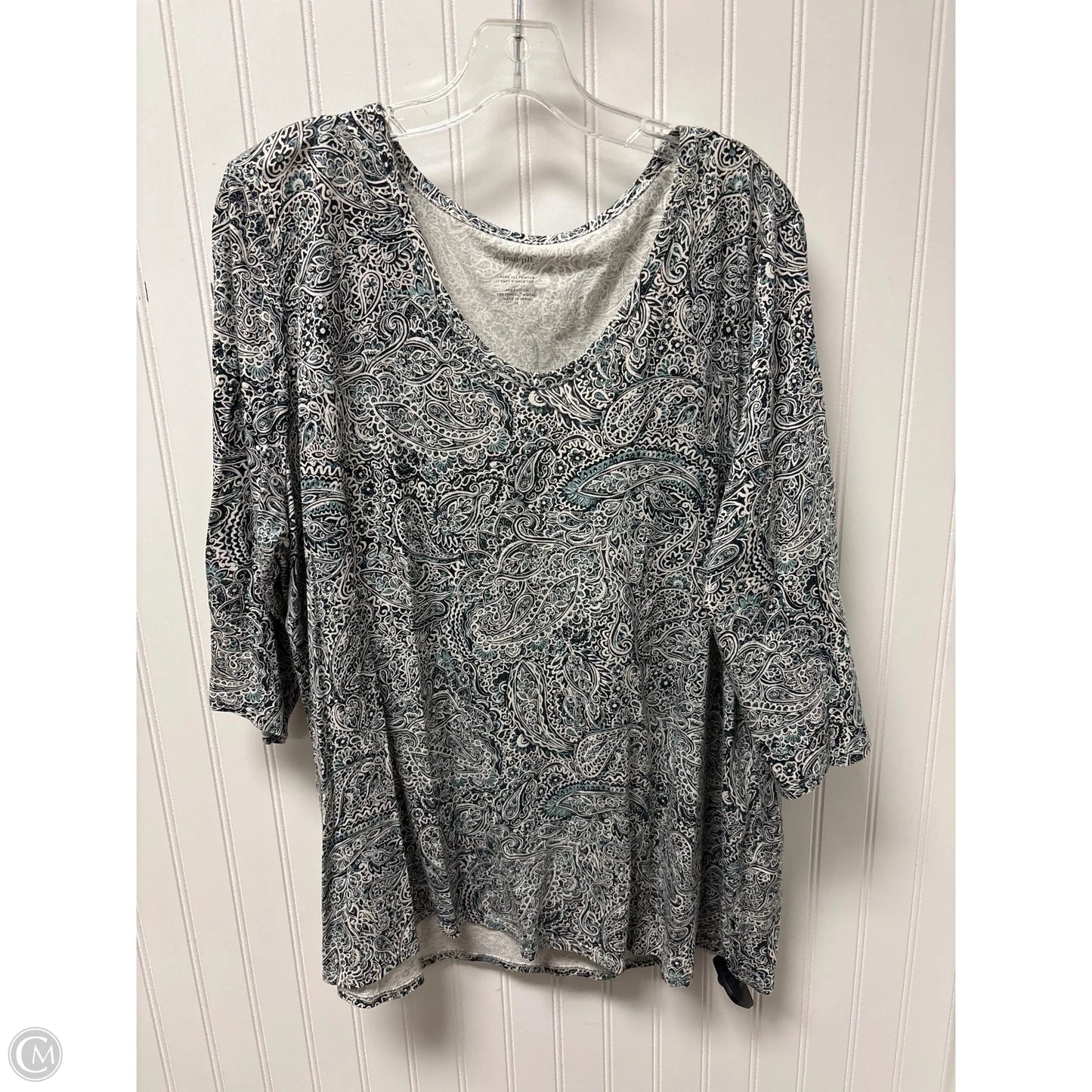 Top 3/4 Sleeve By Pure Jill In Blue & White, Size: 2x