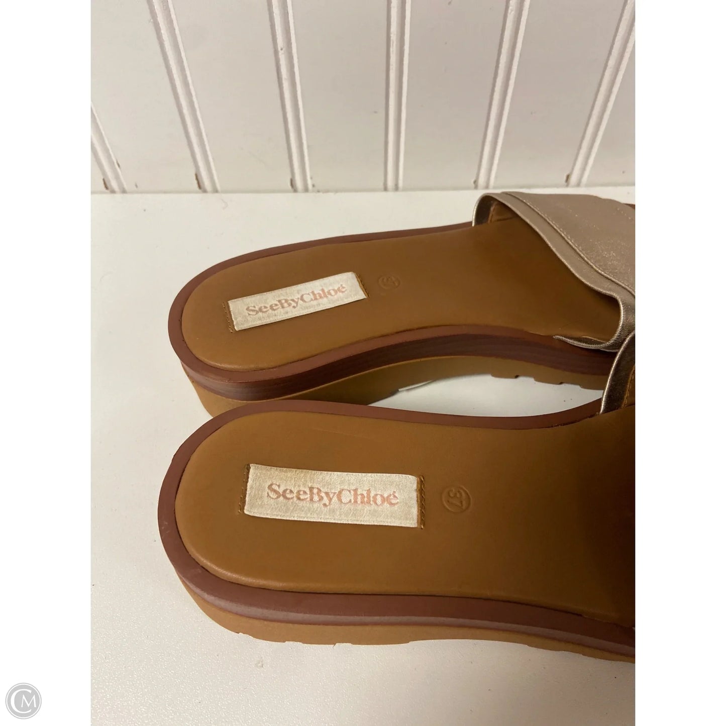 Sandals Designer By See By Chloe In Gold, Size: 6.5