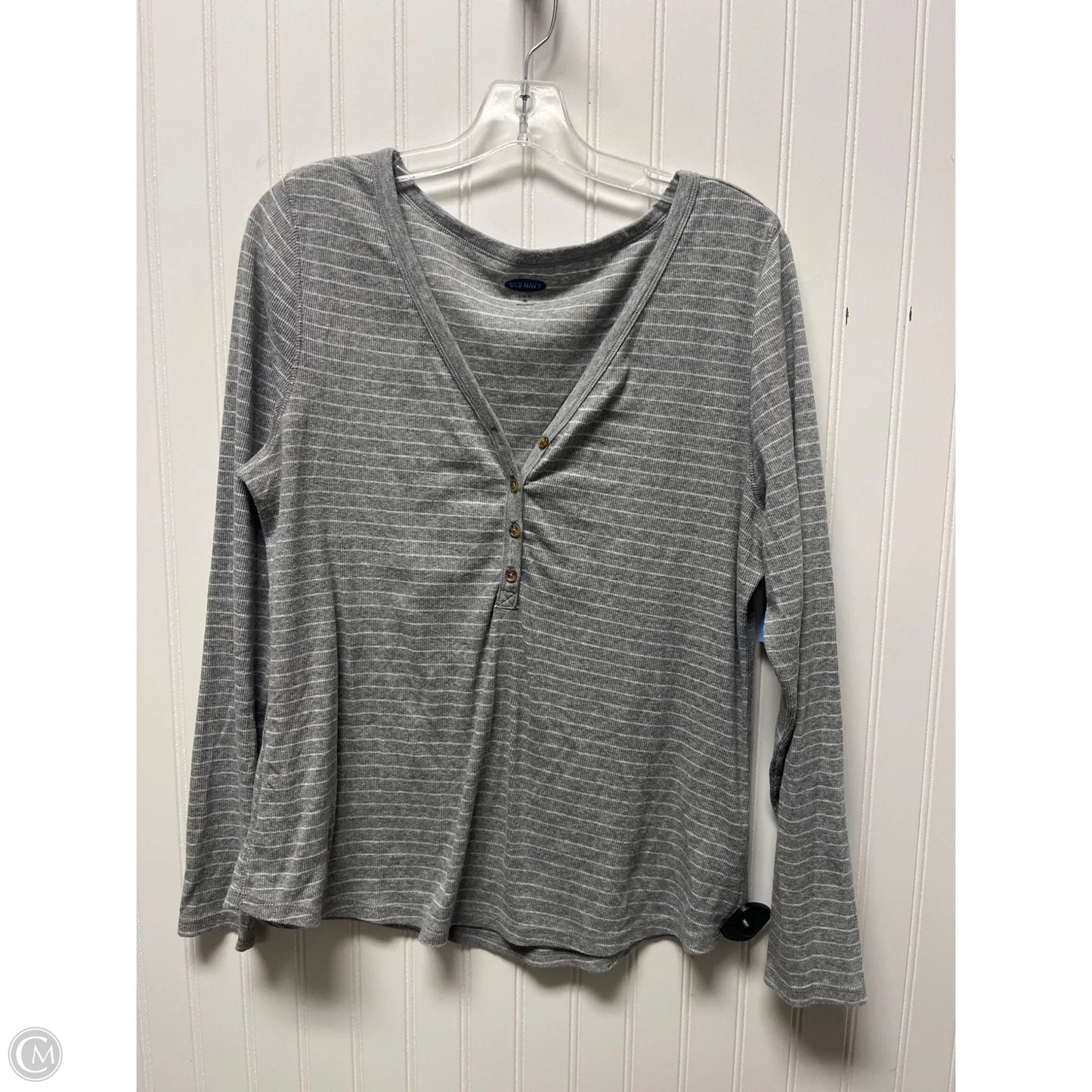 Top Long Sleeve Basic By Old Navy In Grey & White, Size: Xl