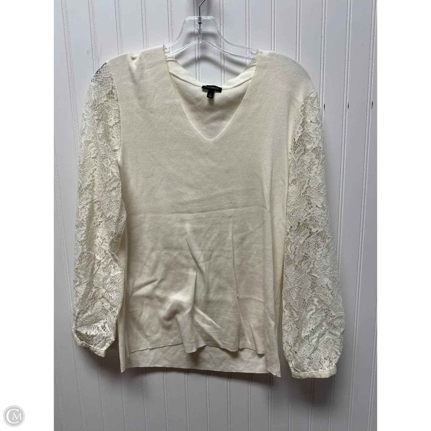 Sweater By Talbots In Cream, Size: L