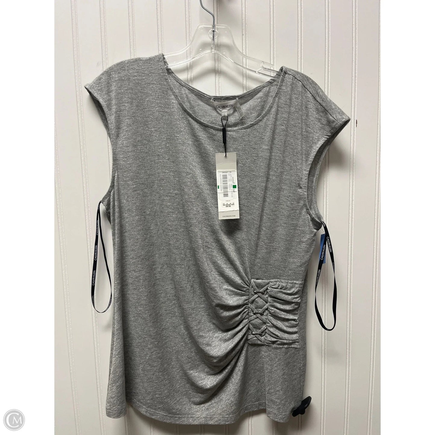 Top Sleeveless By Calvin Klein In Silver, Size: L