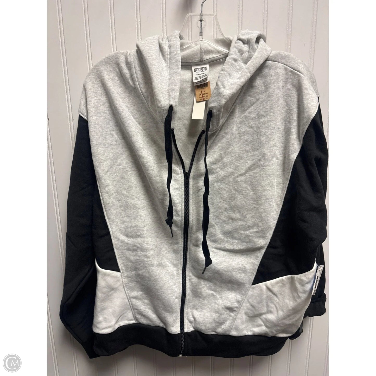 Sweatshirt Hoodie By Pink In Grey, Size: L