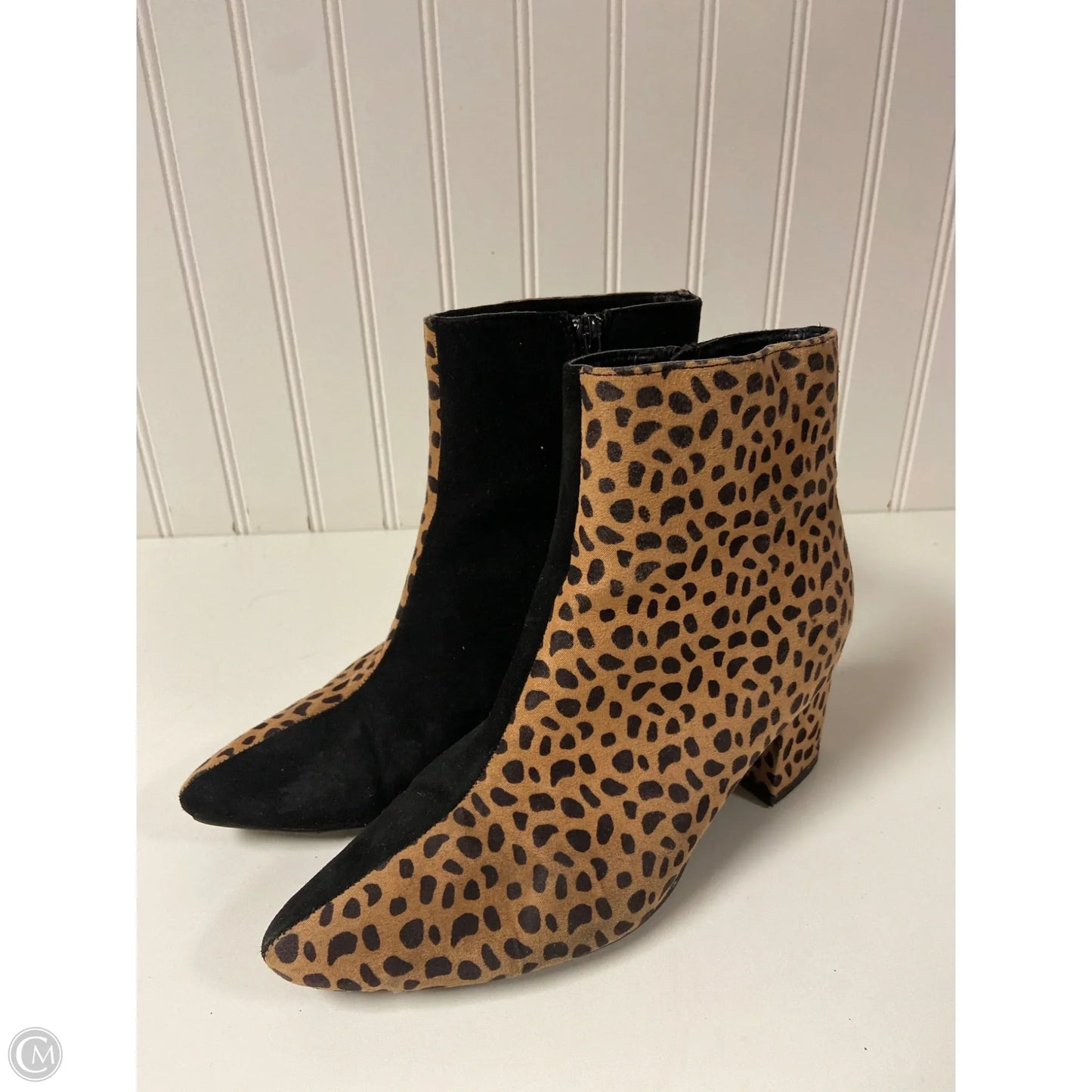 Boots Ankle Heels By Bamboo In Animal Print, Size: 6.5