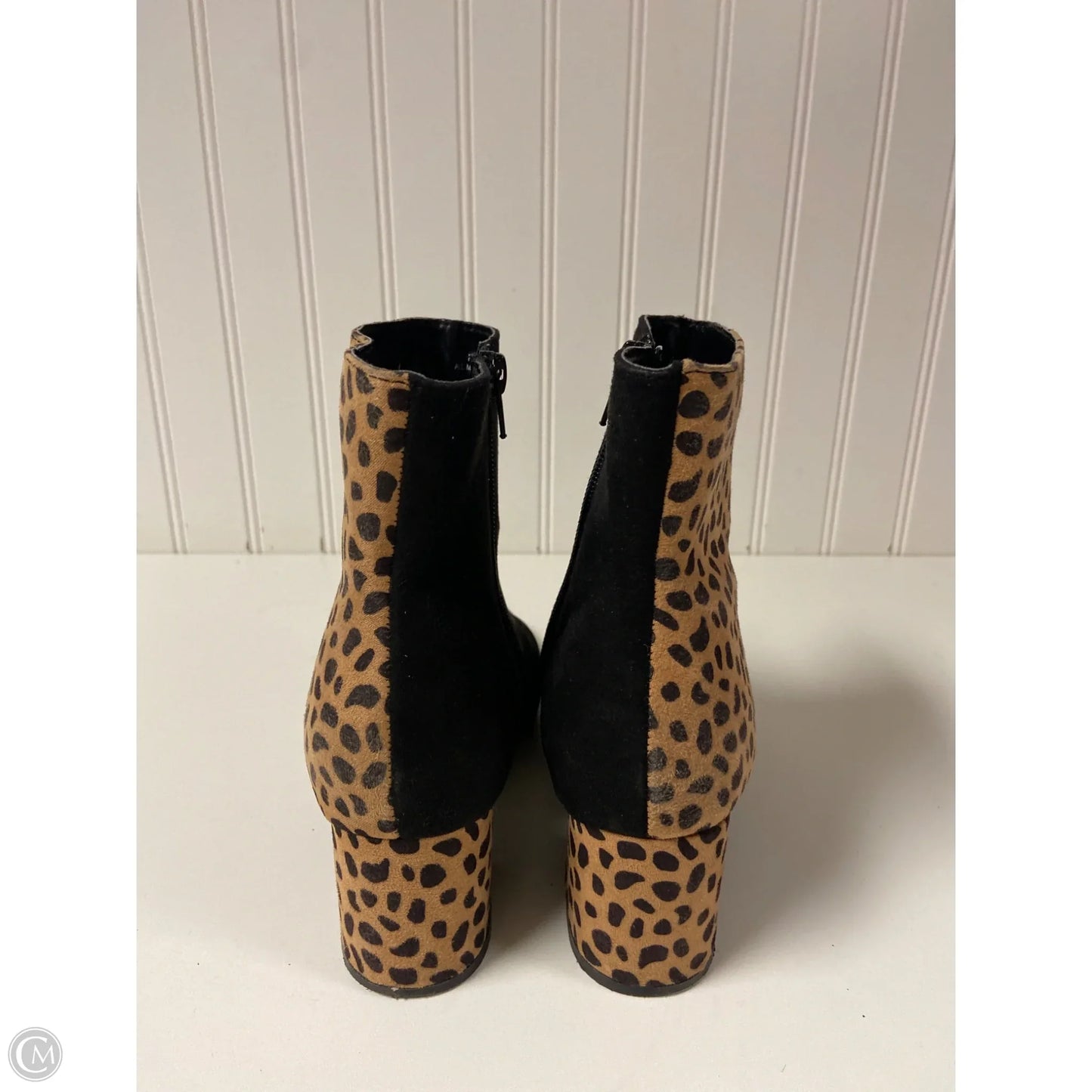 Boots Ankle Heels By Bamboo In Animal Print, Size: 6.5
