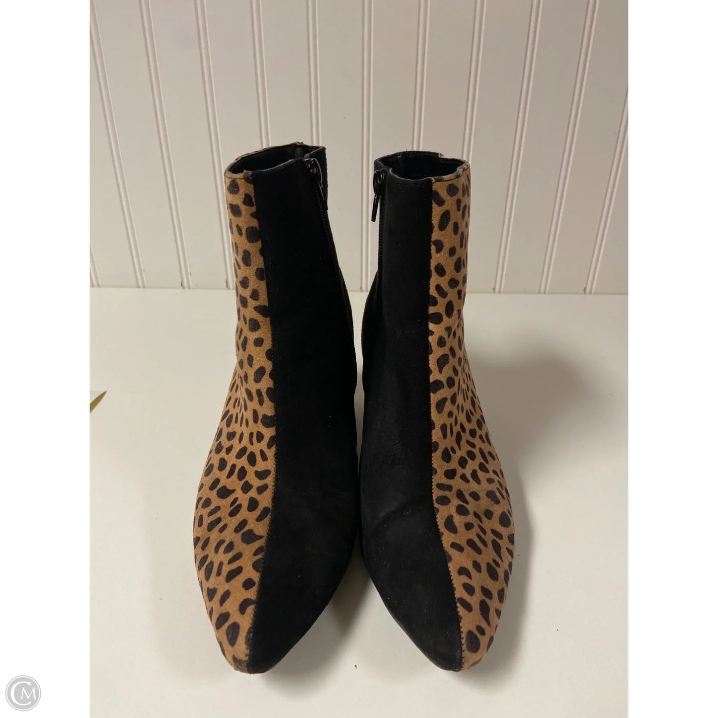 Boots Ankle Heels By Bamboo In Animal Print, Size: 6.5