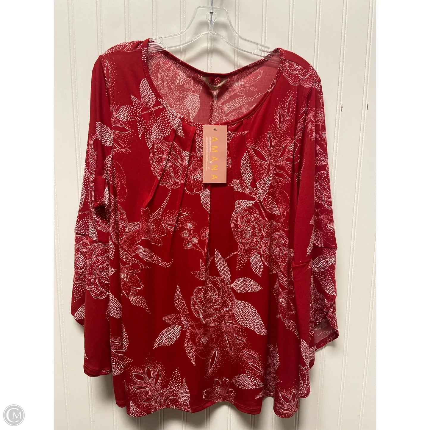 Top Long Sleeve By Clothes Mentor In Red & White, Size: 2x