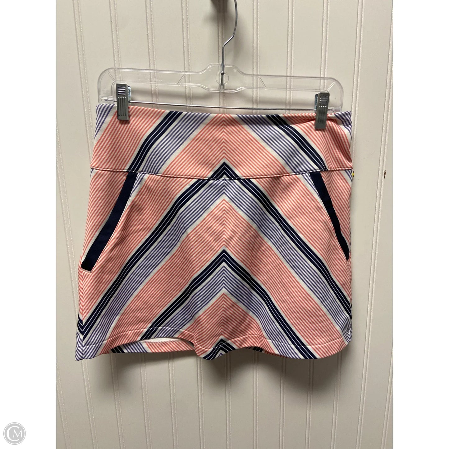 Athletic Skort By Adidas In Striped Pattern, Size: S