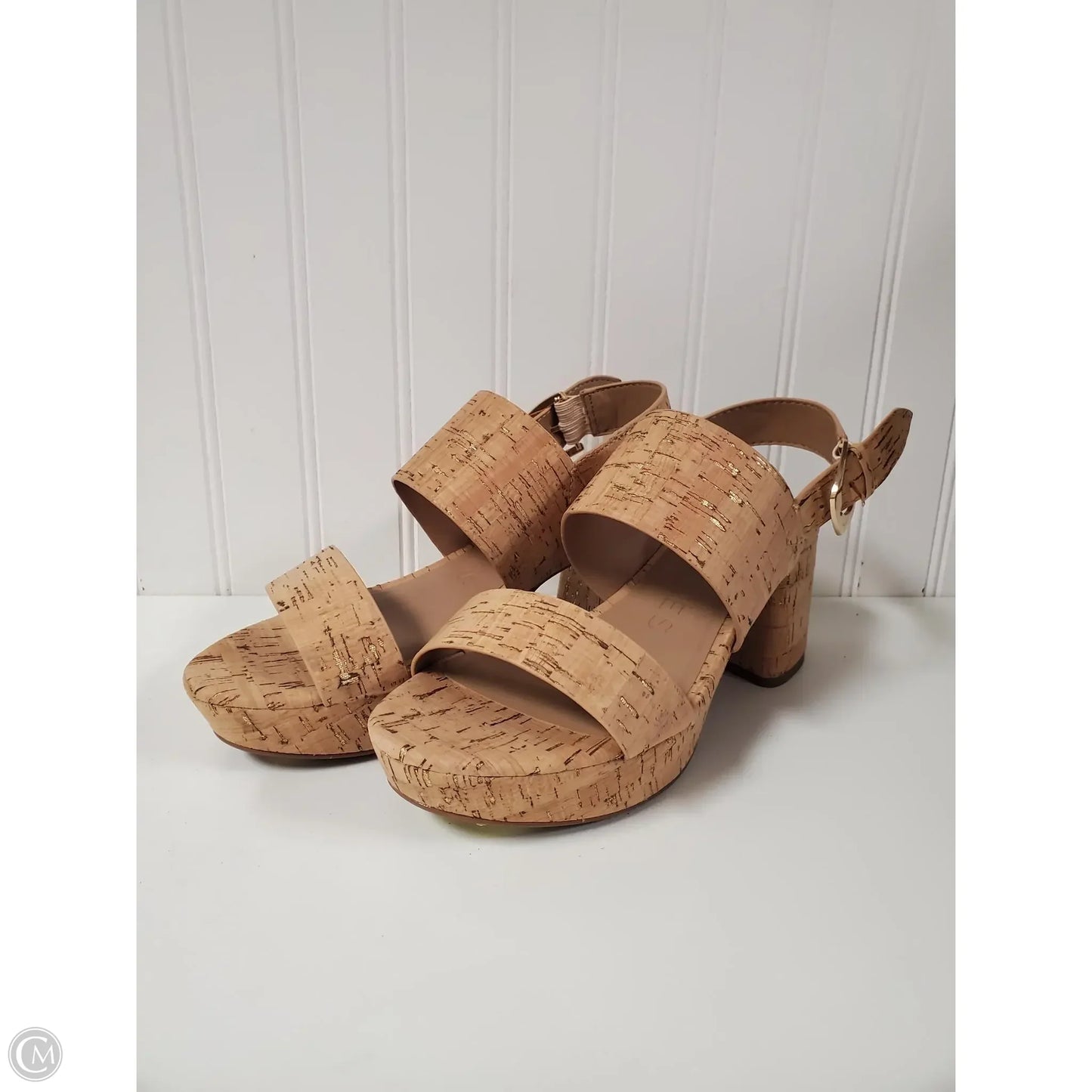Sandals Heels Block By Aerosoles In Beige, Size: 7.5