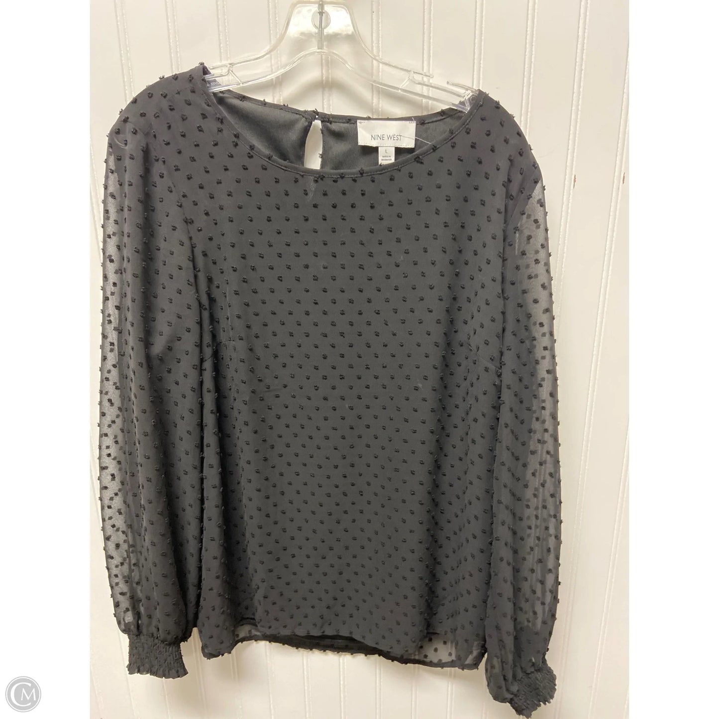 Top Long Sleeve By Nine West In Black, Size: L