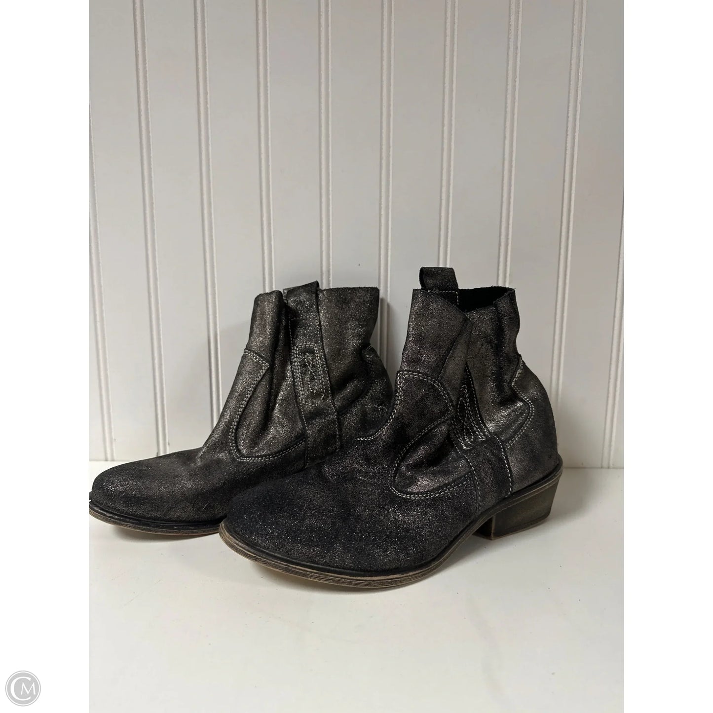 Boots Ankle Flats By Charles By Charles David In Black & Silver, Size: 6