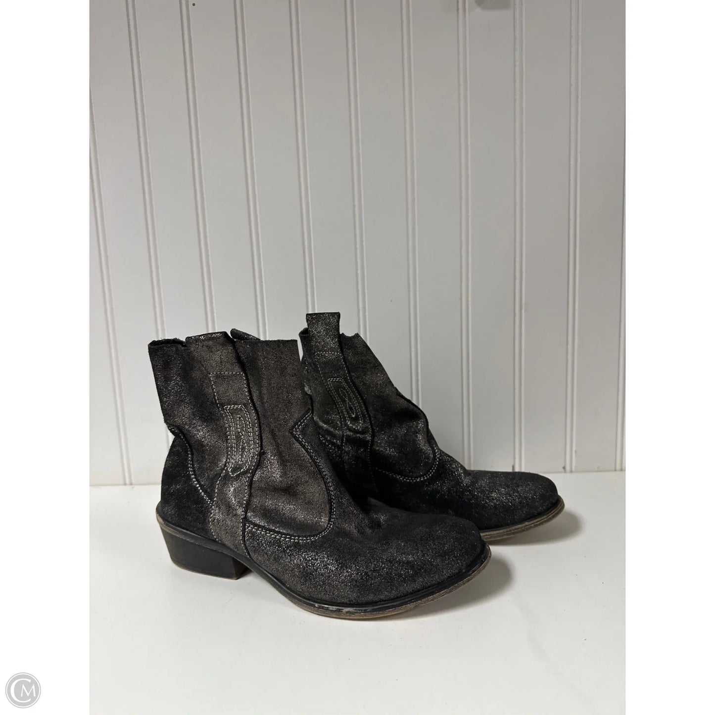 Boots Ankle Flats By Charles By Charles David In Black & Silver, Size: 6