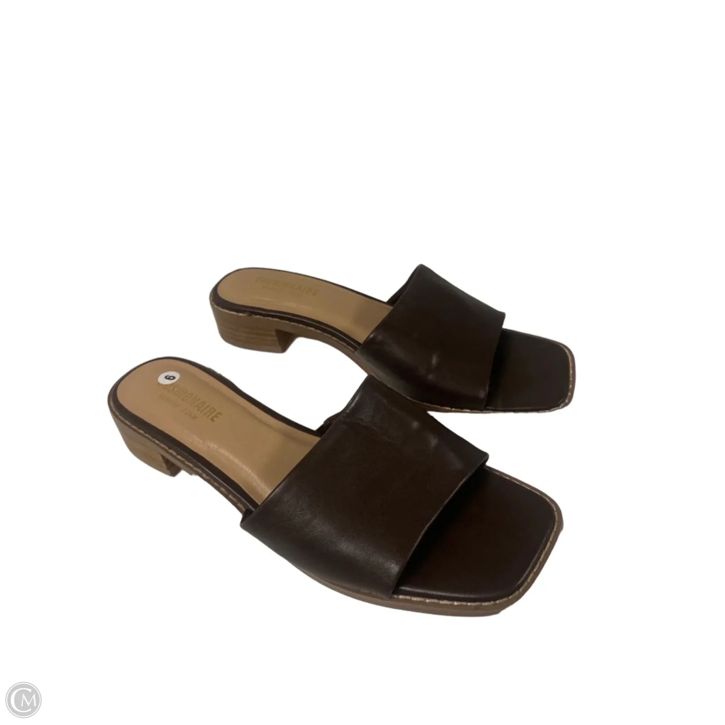 Sandals Heels Block By Cushionaire In Brown, Size: 9