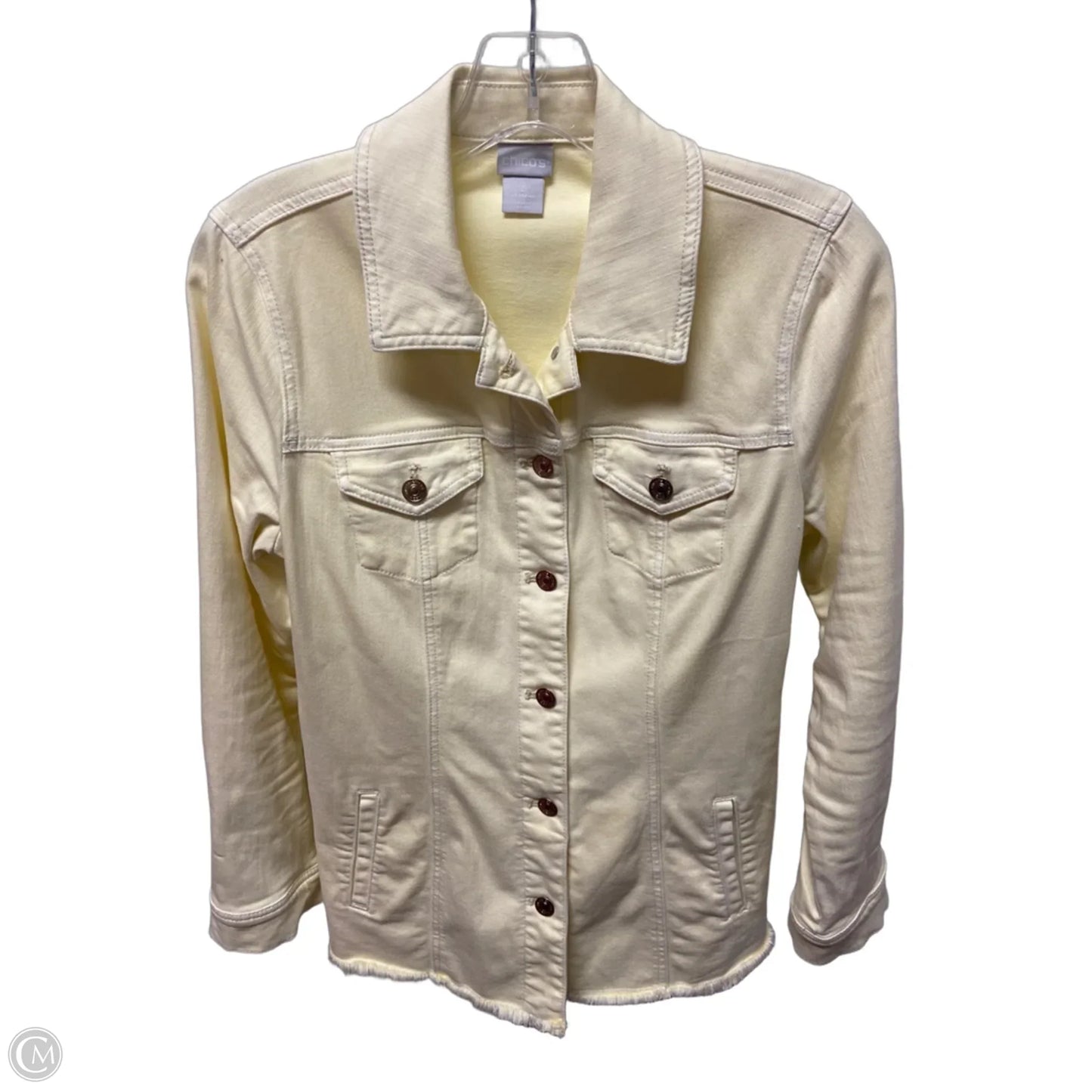 Jacket Denim By Chicos In Yellow, Size: S