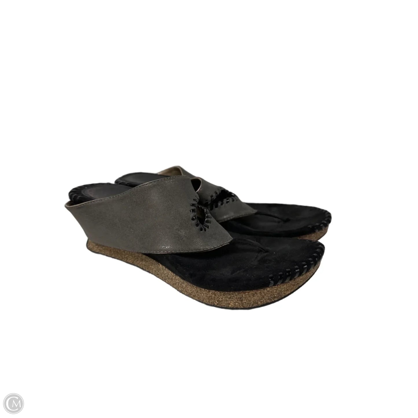 Sandals Heels Wedge By Clothes Mentor In Gold & Silver, Size: 10
