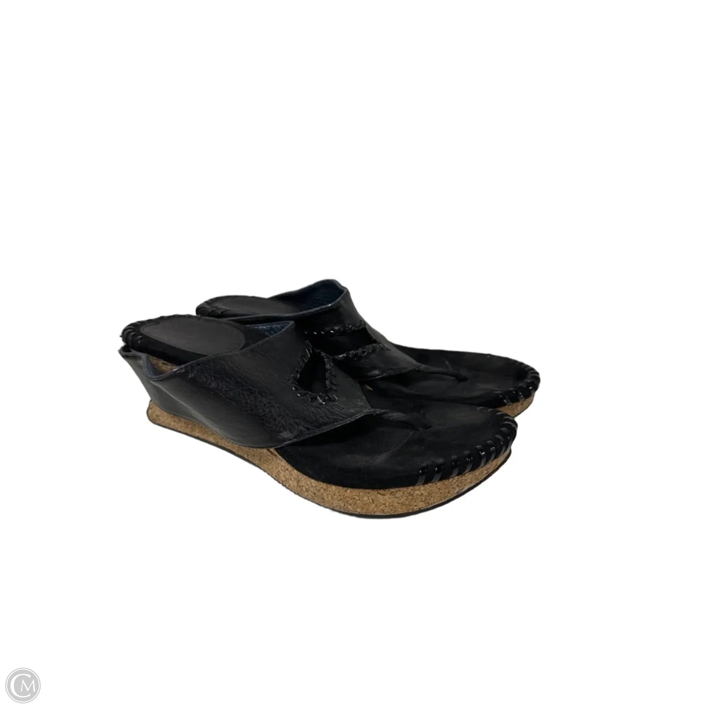 Sandals Heels Wedge By Clothes Mentor In Black & Blue, Size: 10