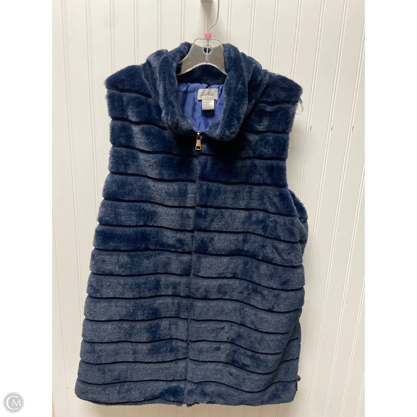 Vest Faux Fur & Sherpa By Clothes Mentor In Navy, Size: Xl