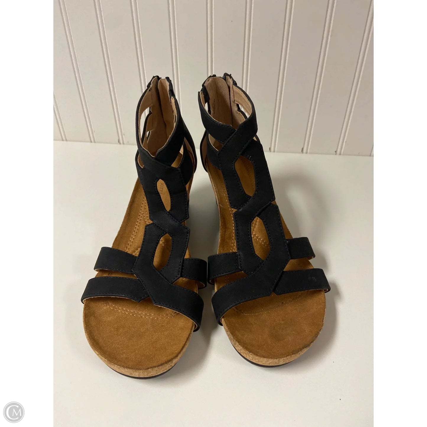 Sandals Heels Wedge By Adrienne Vittadini In Black, Size: 8