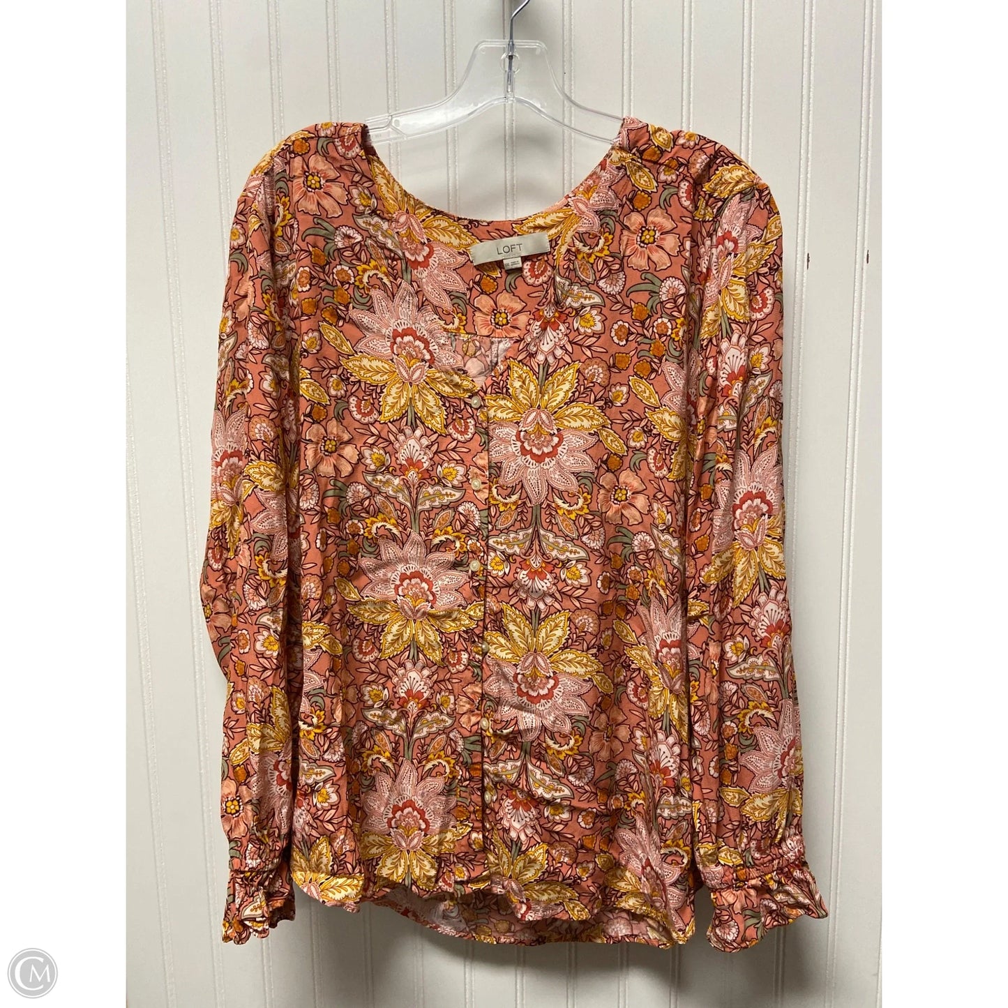 Top Long Sleeve By Loft In Peach, Size: 1x