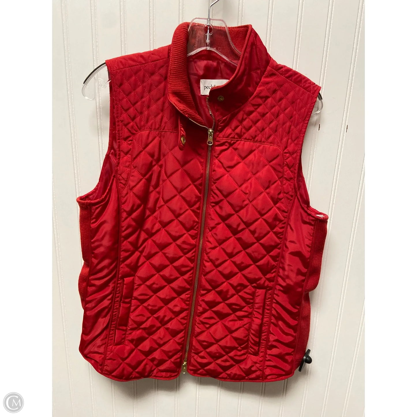 Vest Puffer & Quilted By Peck And Peck In Red, Size: M