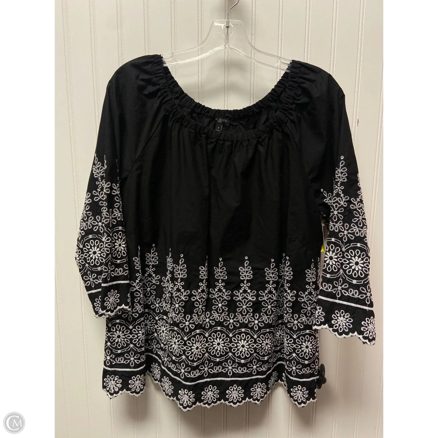 Top Long Sleeve By Talbots In Black & White, Size: 1x
