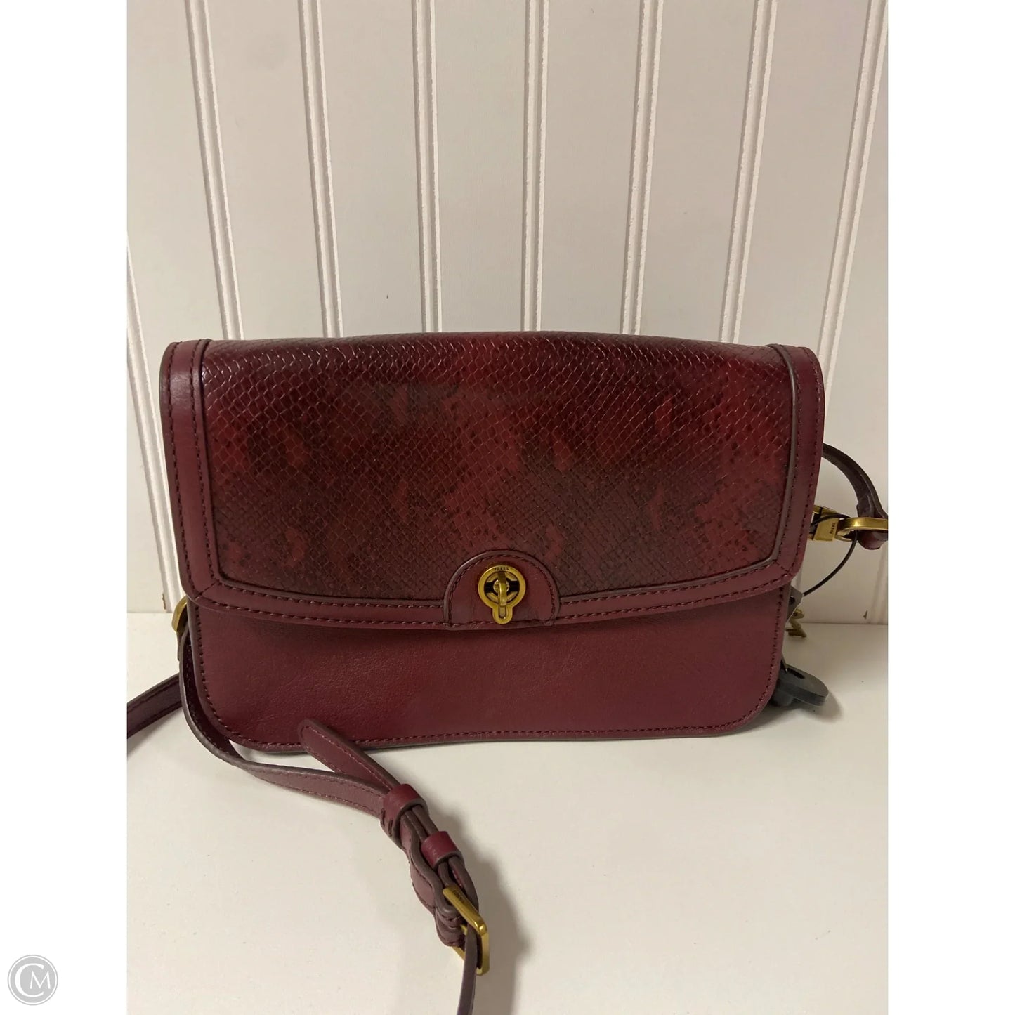 Crossbody Leather By Fossil, Size: Medium