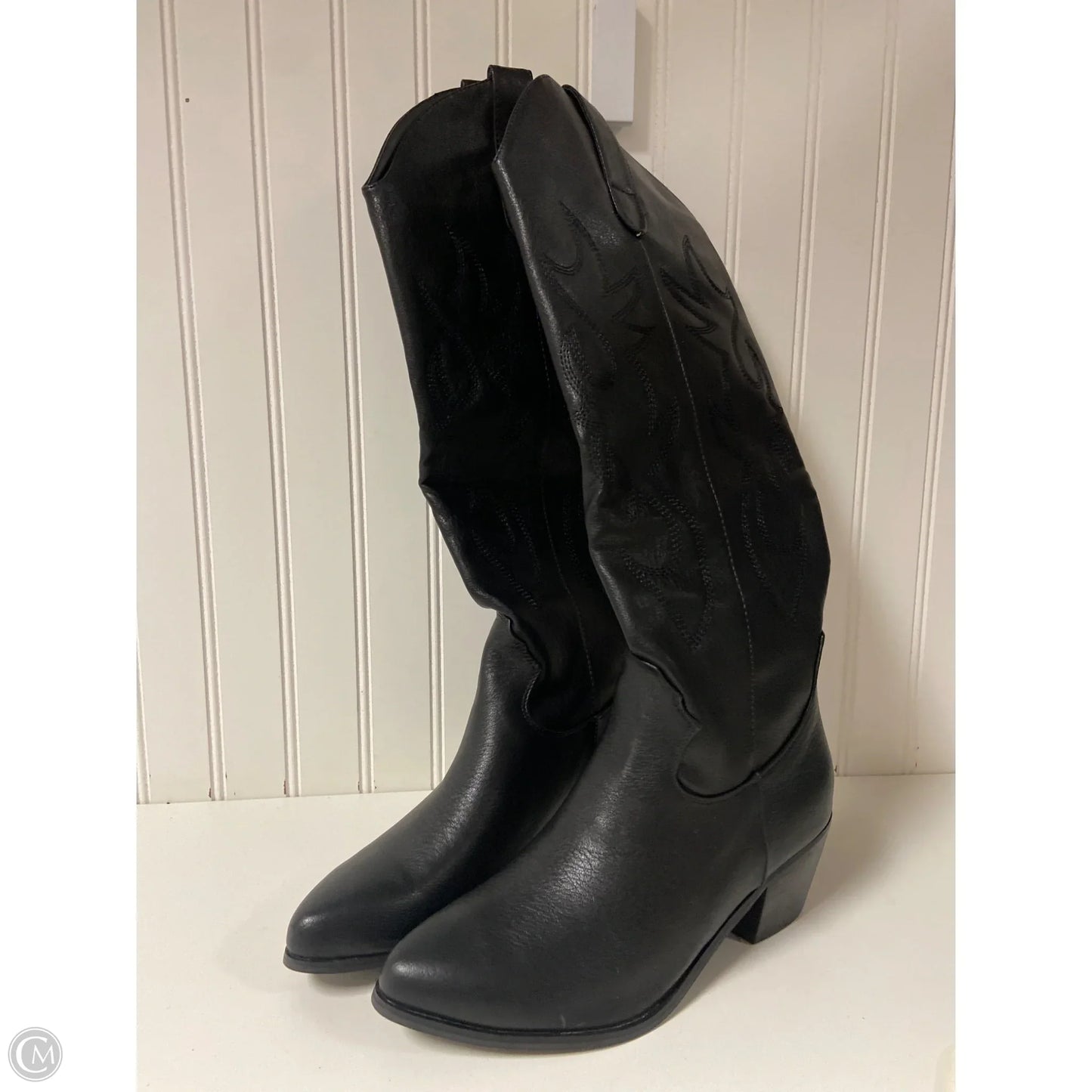 Boots Knee Heels By Clothes Mentor In Black, Size: 8