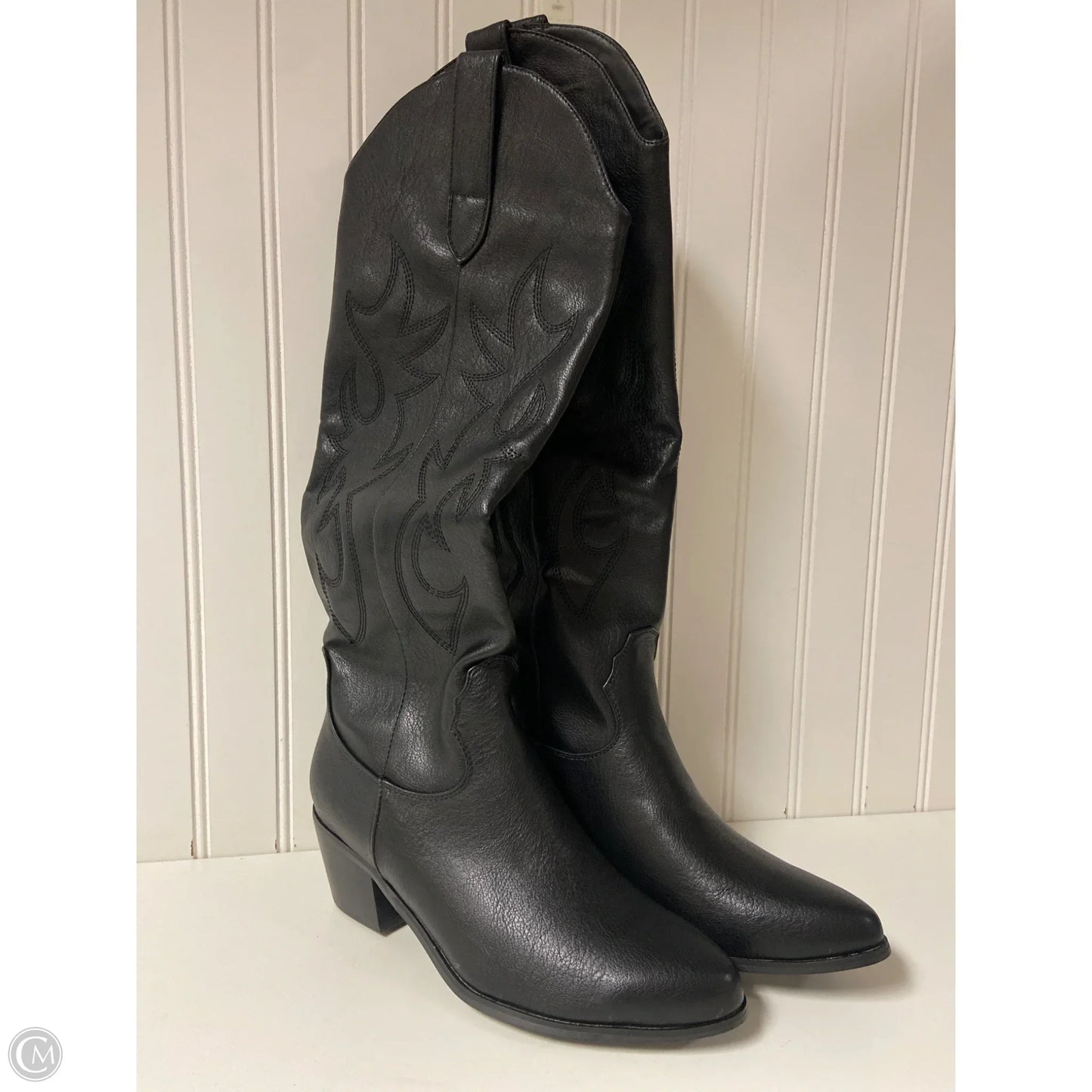 Boots Knee Heels By Clothes Mentor In Black, Size: 8