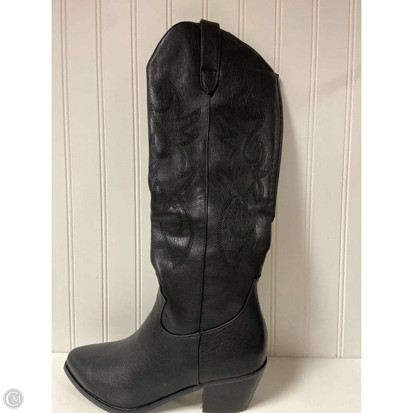 Boots Knee Heels By Clothes Mentor In Black, Size: 8